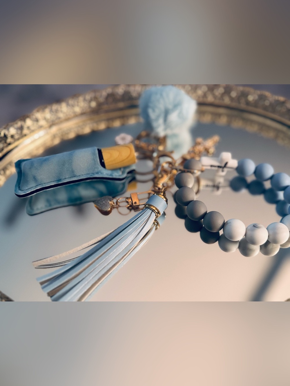 Young Living Blue and Gold Skincare Roller Keychain Set